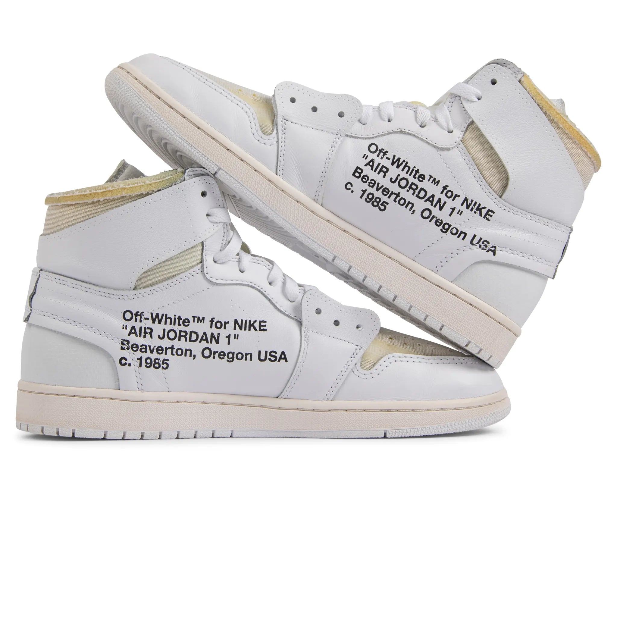 Inside view of Preloved - Off-White x Air Jordan 1 Retro High OG White AQ0818-148